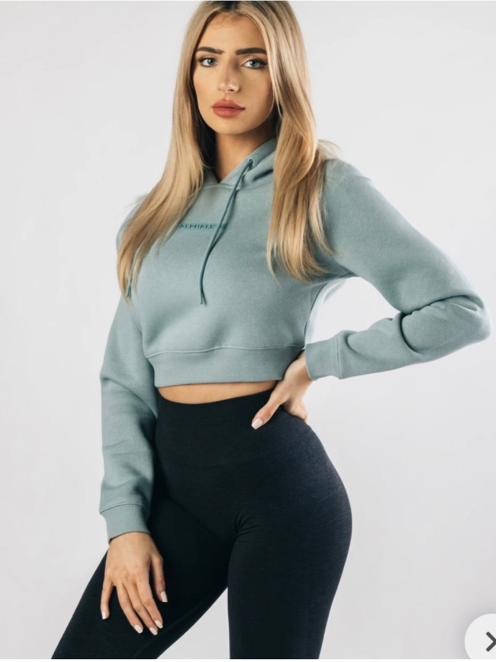 Alphalete Sage Green Cropped Hoodie